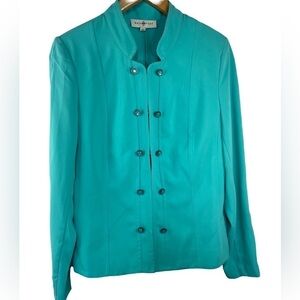 Kate and Rosy torquoise dressy blazer. Gorgeous with pretty buttons. Size Small